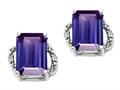 Tommaso Design™ Emerald Cut 8x6mm Genuine Iolite and Diamond Earrings