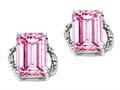 Tommaso Design™ Emerald Cut 8x6mm Simulated Pink Topaz And Diamond Earrings