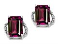 Tommaso Design™ Emerald Cut 8x6mm Genuine Rhodolite and Diamond Earrings