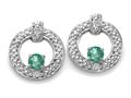 Tommaso Design™ Round 3 mm Genuine Emerald and Diamond Round Circle Earrings
