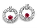 Tommaso Design™ Genuine Ruby and Diamond Round Circle Earrings