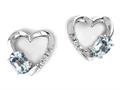 Tommaso Design™ Oval 5x3mm Genuine Aquamarine and Diamond Heart Earrings
