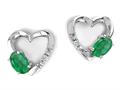 Tommaso Design™ Oval 5x3mm Genuine Emerald and Diamond Heart Earrings
