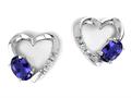 Tommaso Design™ Oval 5x3mm Genuine Iolite and Diamond Heart Earrings