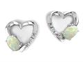 Tommaso Design™ Oval 5x3mm Genuine Opal and Diamond Heart Earrings