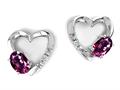 Tommaso Design™ Oval 5x3mm Genuine Rhodolite and Diamond Heart Earrings