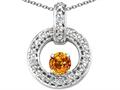 Tommaso Design™ Round 4 mm Genuine Citrine and Diamond Round Circle Pendant