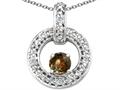 Tommaso Design™ Round 4 mm Genuine Smoky Quartz and Diamond Round Circle Pendant