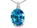 Tommaso Design™ Oval 9x7mm Genuine Blue Topaz and Diamond Pendant