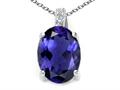 Tommaso Design™ Oval 8x6mm Genuine Iolite and Diamond Pendant