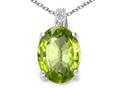Tommaso Design™ Oval 8x6mm Genuine Peridot and Diamond Pendant