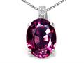 Tommaso Design™ Oval 8x6mm Genuine Rhodolite and Diamond Pendant