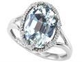 Tommaso Design™ Oval 10x8mm Genuine Aquamarine and Diamond Ring