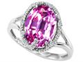 Tommaso Design™ Oval 10x8mm Simulated Pink Tourmaline And Diamond Ring