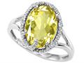 Tommaso Design™ Oval 10x8mm Genuine Lemon Quartz and Diamond Ring