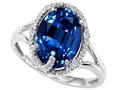 Tommaso Design™ Oval 10x8mm Created Sapphire and Diamond Ring