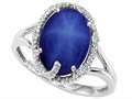 Tommaso Design™ Oval 10x8mm Created Star Sapphire and Diamond Ring