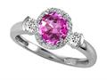 Tommaso Design™ Round 6mm Simulated Pink Tourmaline And Diamond Ring