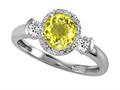 Tommaso Design™ Round 6mm Genuine Lemon Quartz And Diamond Ring