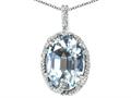 Tommaso Design™ Oval 10x8mm Genuine Aquamarine and Diamond Pendant