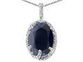Tommaso Design™ Oval 10x8mm Genuine Black Sapphire and Diamond Pendant