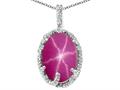 Tommaso Design™ Oval 10x8mm Created Star Ruby and Diamond Pendant