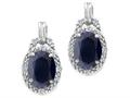 Tommaso Design™ Oval 8x6mm Genuine Black Sapphire and Diamond Earrings