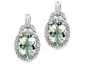 Tommaso Design™ Oval 8x6mm Genuine Green Amethyst and Diamond Earrings