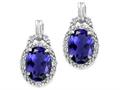 Tommaso Design™ Oval 8x6mm Genuine Iolite and Diamond Earrings