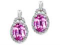 Tommaso Design™ Oval 8x6mm Simulated Pink Tourmaline And Diamond Earrings