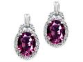 Tommaso Design™ Oval 8x6mm Genuine Rhodolite and Diamond Earrings