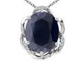Tommaso Design™ Oval 12x10mm Genuine Black Sapphire and Diamond Pendant