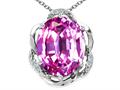 Tommaso Design™ Oval 12x10mm Simulated Pink Topaz And Diamond Pendant