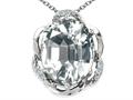 Tommaso Design™ Oval 12x10mm Genuine White Topaz and Diamond Pendant