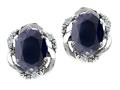 Tommaso Design™ Oval 8x6mm Genuine Black Sapphire and Diamond Earrings