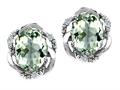 Tommaso Design™ Oval 8x6mm Genuine Green Amethyst and Diamond Earrings