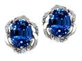 Tommaso Design™ Oval 8x6mm Created Sapphire and Diamond Earrings