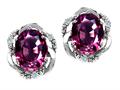 Tommaso Design™ Oval 8x6mm Genuine Rhodolite and Diamond Earrings