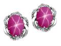 Tommaso Design™ Oval 8x6mm Created Star Ruby and Diamond Earrings