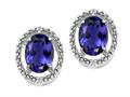 Tommaso Design™ Oval 8x6mm Genuine Iolite and Diamond Earrings