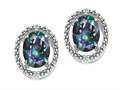 Tommaso Design™ Oval 8x6mm Rainbow Mystic Topaz and Diamond Earrings