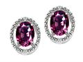 Tommaso Design™ Oval 8x6mm Genuine Rhodolite and Diamond Earrings