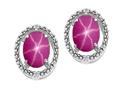 Tommaso Design™ Oval 8x6mm Created Star Ruby and Diamond Earrings
