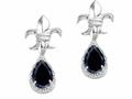 Tommaso Design™ Pear Shape 7x5mm Genuine Black Sapphire and Diamond Earrings