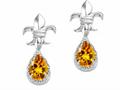 Tommaso Design™ Pear Shape 7x5mm Genuine Citrine and Diamond Earrings