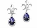 Tommaso Design™ Pear Shape 7x5mm Genuine Iolite and Diamond Earrings