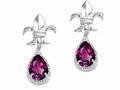 Tommaso Design™ Pear Shape 7x5mm Genuine Rhodolite and Diamond Earrings