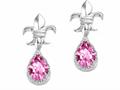 Tommaso Design™ Pear Shape 7x5mm Simulated Pink Topaz And Diamond Earrings