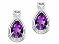 Tommaso Design™ Pear Shape 9x7mm Genuine Amethyst and Diamond Earrings
