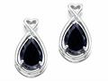 Tommaso Design™ Pear Shape 9x7mm Genuine Black Sapphire and Diamond Earrings